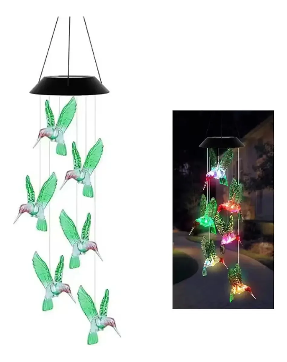 Sinos De Vento Solar Com Luz Led, Em Forma De Beija-flor Cor Color