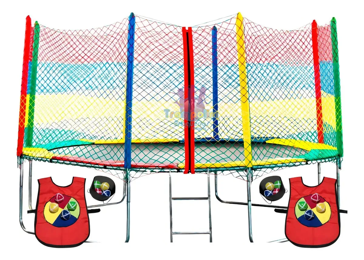 Cama Elástica 3.05m Trampolim Brinquedos Colorida 380kg Com Rede