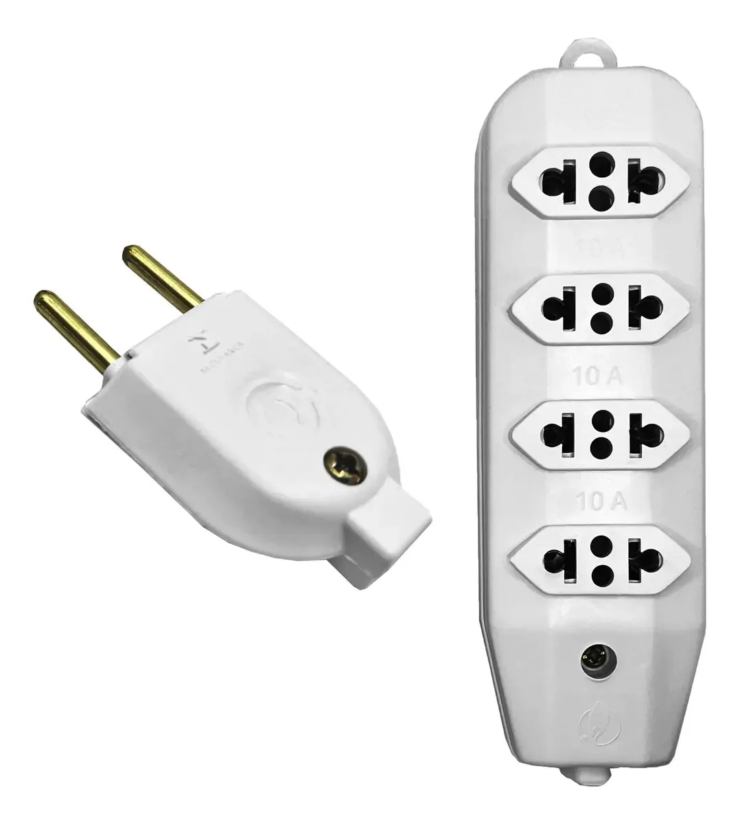 Régua de Tomada Quadrúpla 2P+T 10A e 20A Z4JR Branco 4 Tomadas