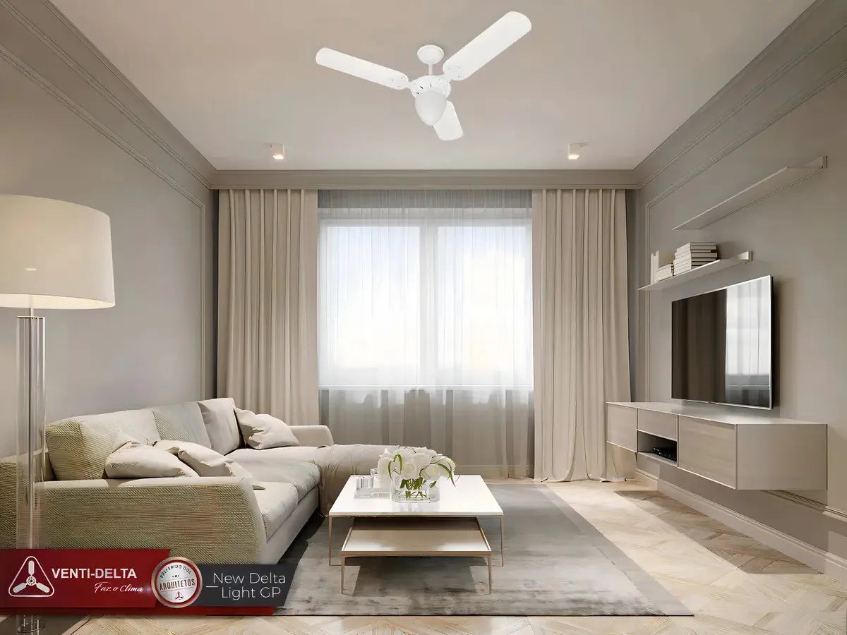 Ventilador de Teto Venti-Delta New Delta Light Preto com Luz, 4 Pás Tabaco e 95 cm