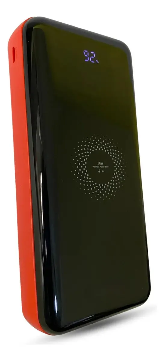 Carregador Portátil Sem Fio Indução Power Bank 20.000mah Cor Vermelho
