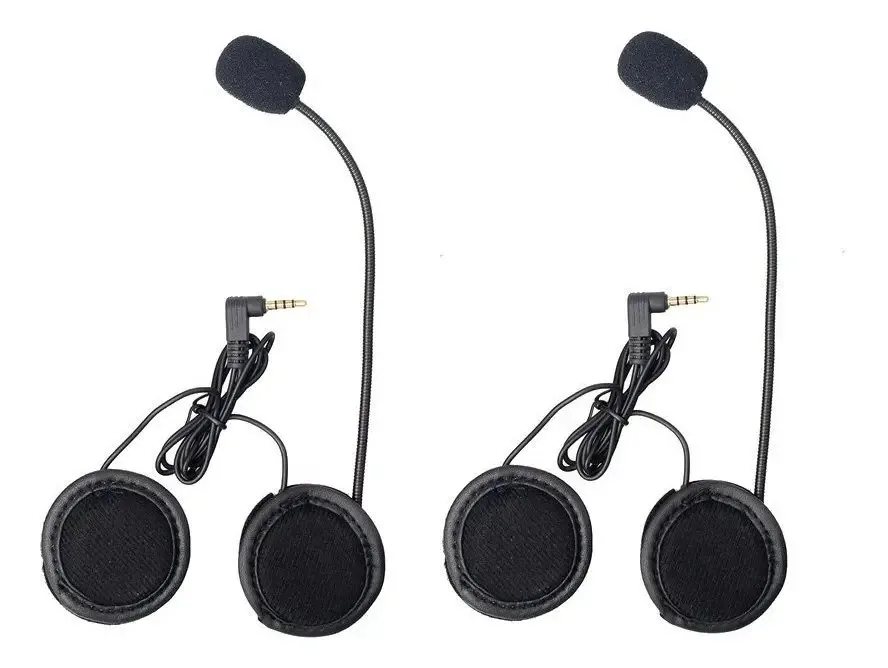 02 Kit Fones Microfone Intercom V6 Comunicador Capacete