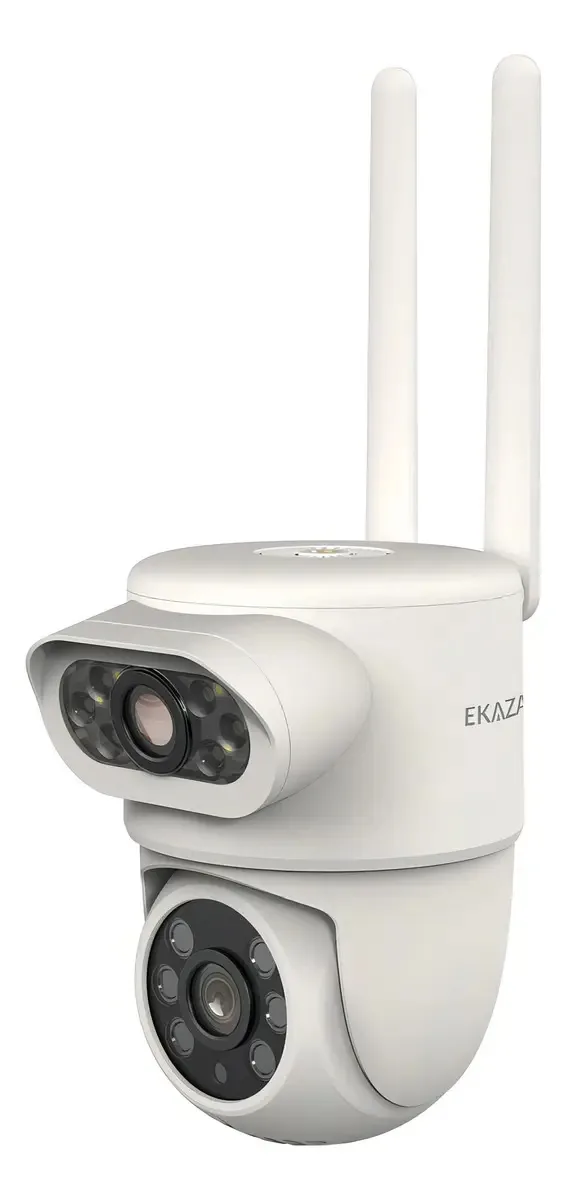 Camera Segurança Externa Lente Dupla Inteligente Ekaza Cor Branco