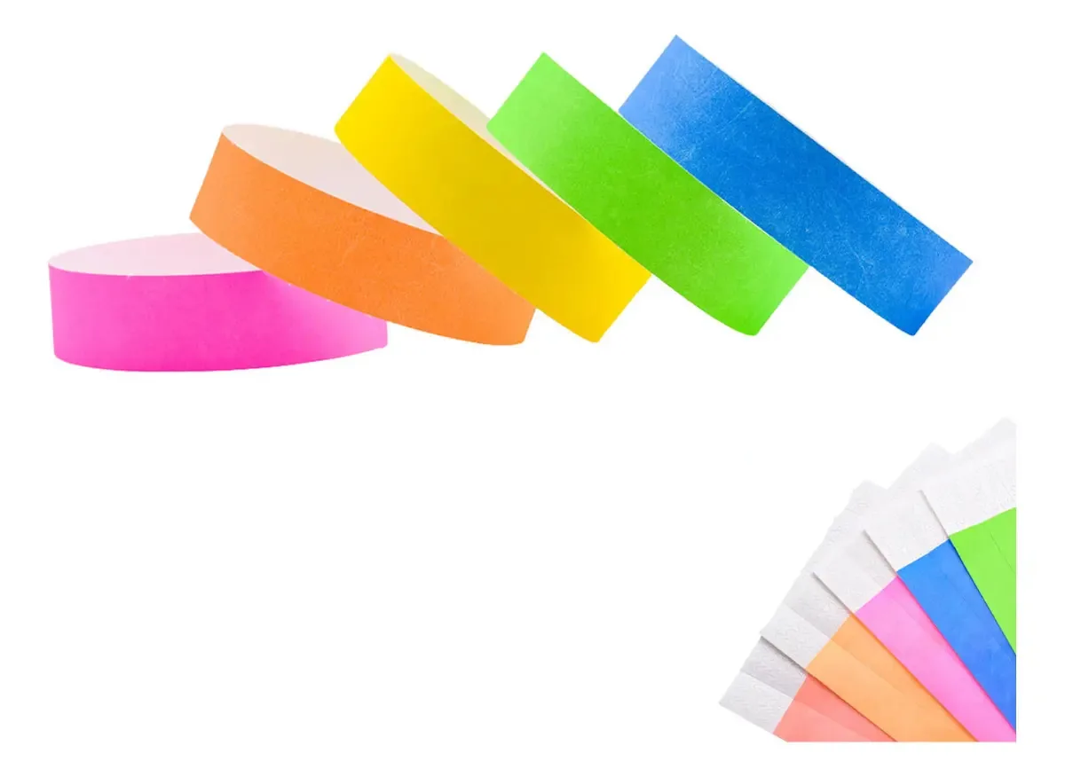 100 Fitas Pulseiras Identificação Festas Eventos Congressos Cor Amarela