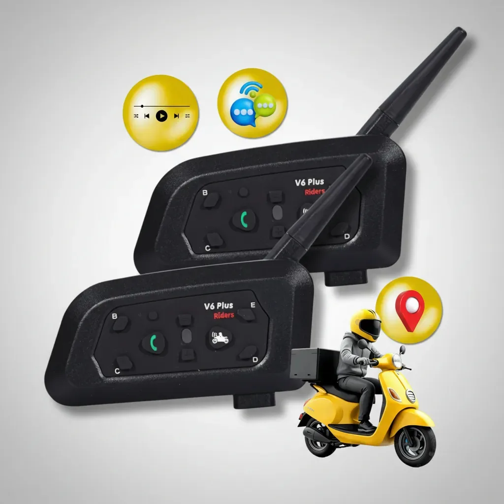 Par De Intercomunicadores De Capacete Comunicador V6 Plus