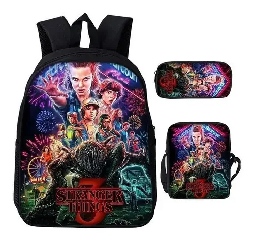 Mochilas escolares Stranger Things 4 Mochilas de três peças