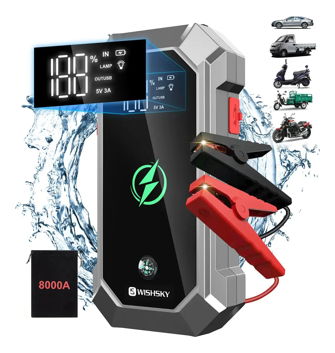 Carregador de bateria automotiva Car Starter 8000a Battery Starter 12v Jump Starter Bateria portátil para motocicleta Carregador de bateria de carro Baterias de motocicleta
