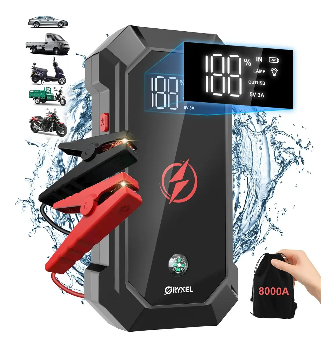 Carregador de bateria automotiva Car Starter 8000a Battery Starter 12v Jump Starter Bateria portátil para motocicleta Carregador de bateria de carro Baterias de motocicleta
