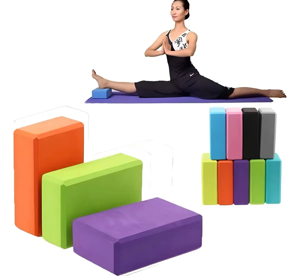 Yoga Block Cube Flexibility Posture Balance Gym, cor azul