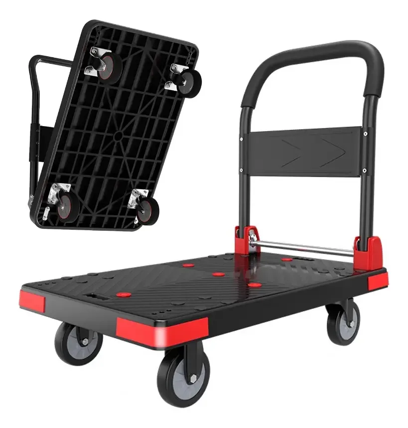 Caminhão plataforma de 90* 60* 90 cm, caminhão plataforma dobrável com rodas giratórias, capacidade de carga de 500 kg para uso em armazéns, mudanças, compras, casa e escritório