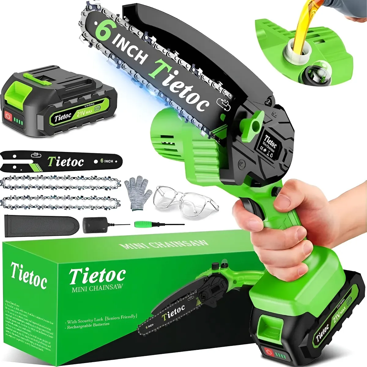 Motosserra elétrica sem fio para jardinagem e poda