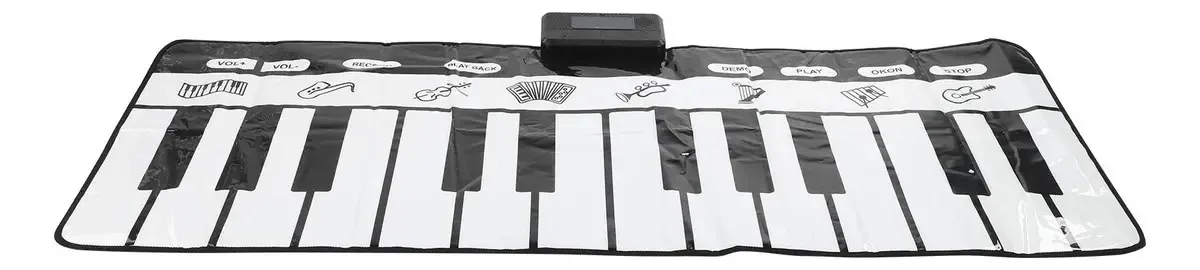 Tapete de piano musical de 180x72 cm para educação infantil, tapete de dança musical, jogo eletrônico de toque, Natal para meninas e meninos, (cobertor de piano preto e branco)