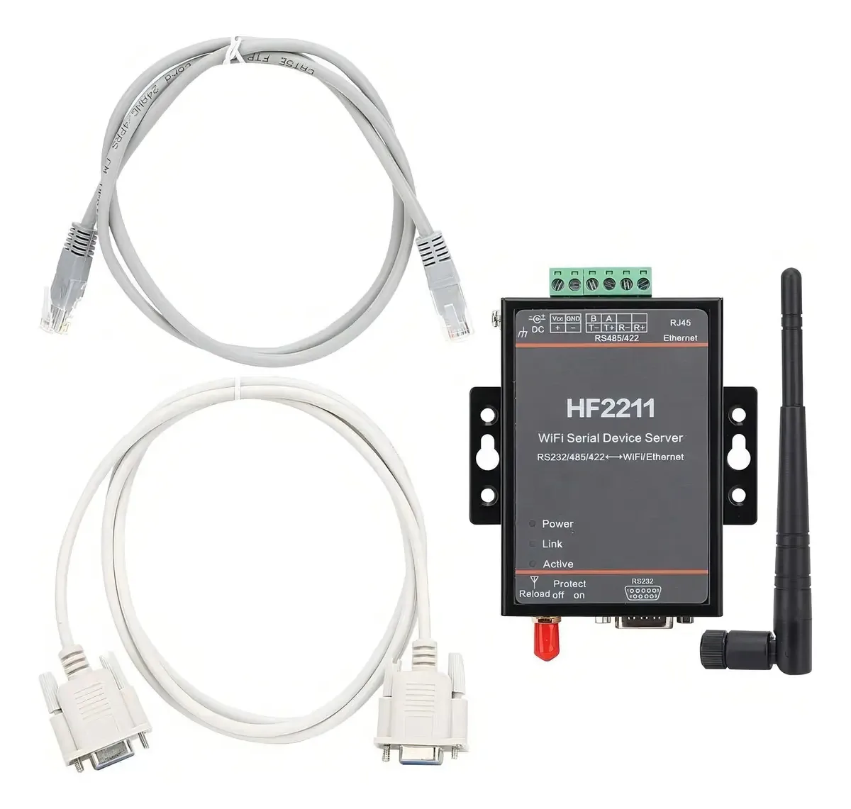 Oumefar 5-36vdc Hf2211 Servidor Serial Rs232/485/422 para Wifi Ethernet Dtu Rede Comunicação Wifi Ethernet Conversor Sem Fio Ethernet Com Cabo Serial e Cabo de Rede