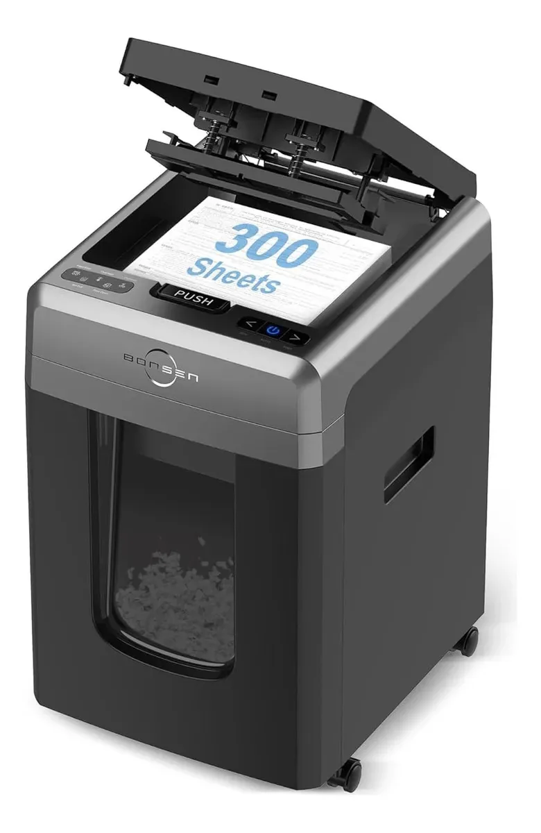 Triturador de papel automático de 300 folhas Microcut Black