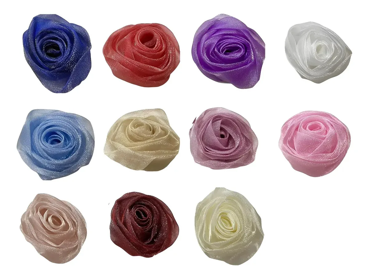 20 Pcs Aplique Flor De Tecido Poliester P/ Artesanato-rosa Cor Colorido