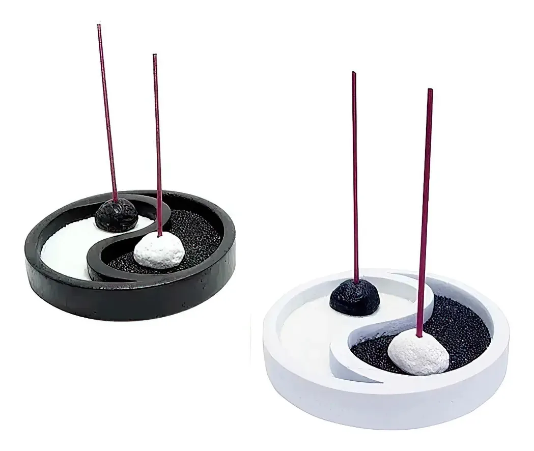 Porta-incensos Yin Yang Jardin Zen, cor do seu relógio: preto e branco