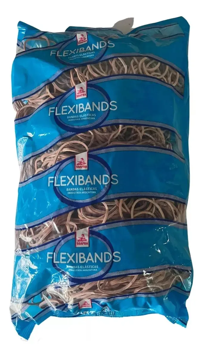 Bandas elásticas 500 grs 40 mm de diâmetro 1 mm de espessura Bolsa de látex flexível Brown Industry Argentine Soafra
