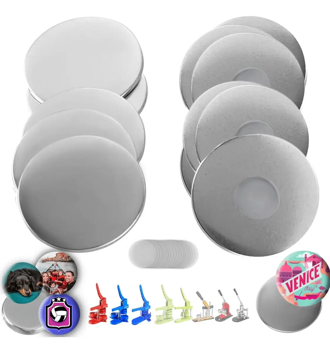 58mm 50 Kits Branco Pins E Bottons Frigorífico Magnet Para Mecolour Máquina De Button