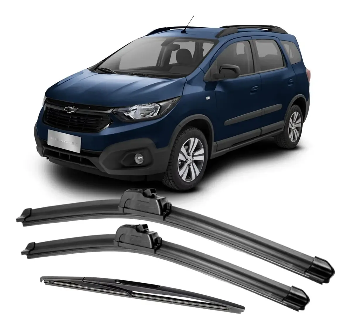Kit 3x Palheta Limpa Para-brisas Chevrolet Spin 2012 A 2022 Cor Preto