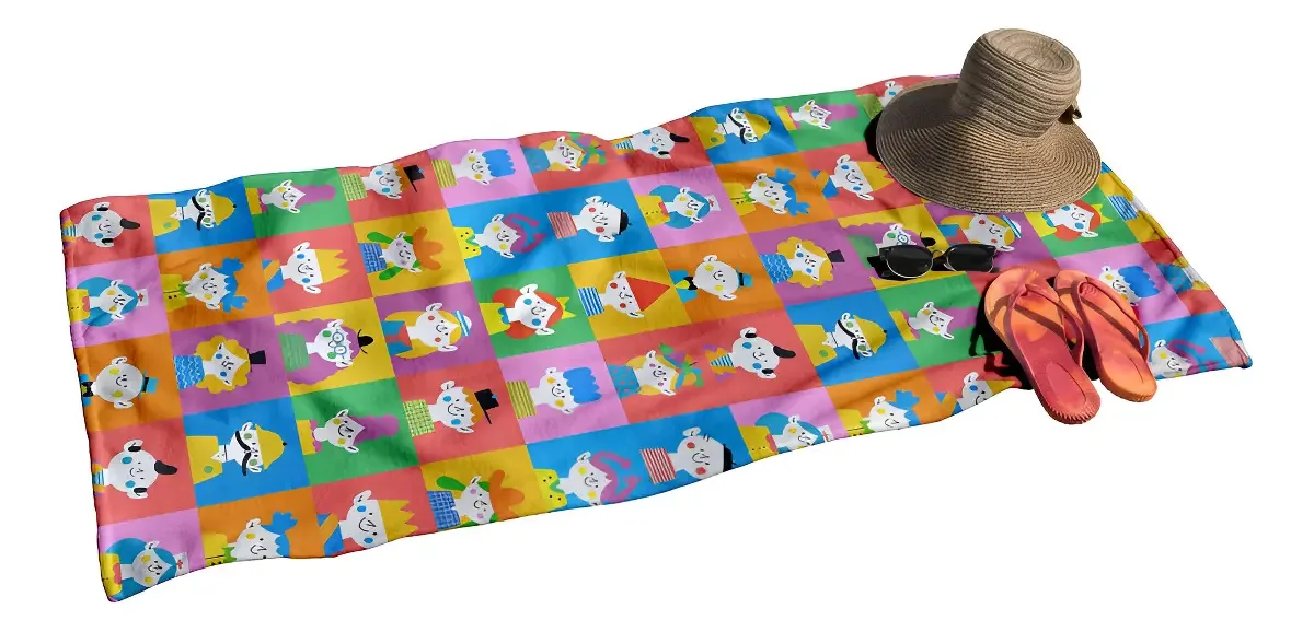 Canga Com Pompom Estampada para Praia e Piscina