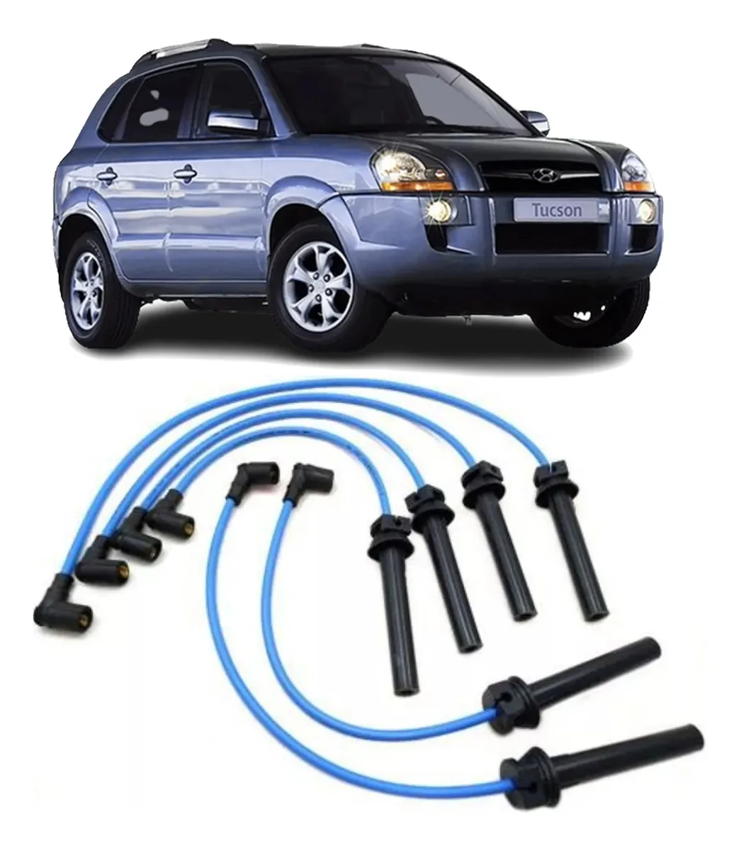 Cabos De Vela Ignição 8mm Hyundai Tucson 2.7 V6 Ohc 8mm Cor Azul