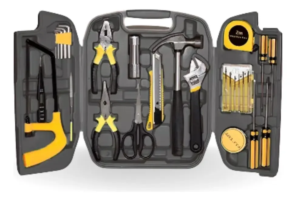 Kit De Ferramentas Básicas 27 Pcs C/ Martelo Chaves E Maleta Cor Preto Bomder