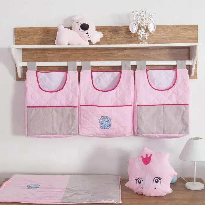 Kit Porta Fraldas Para Varão Dinossauro Rosa - 3 Peças