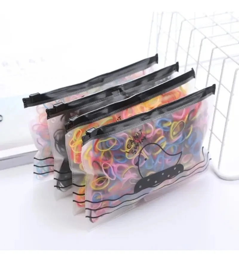 Kit com 2000 Elásticos de Cabelo para Meninas, 4 Pacotes