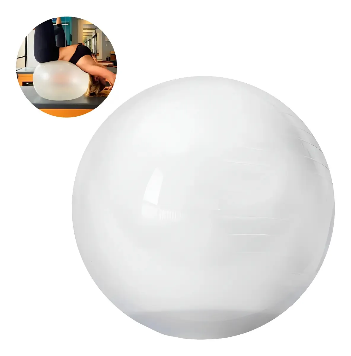 Bola Suiça Dasshaus Pilates 75cm Transparente Anti-Burst 200kg