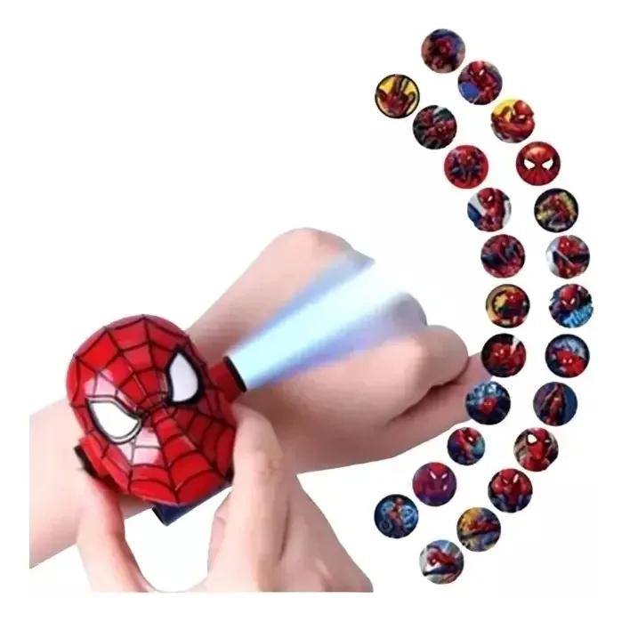 Relógio de projetor de brinquedo infantil Spider-Man Spiderman azul com vermelho