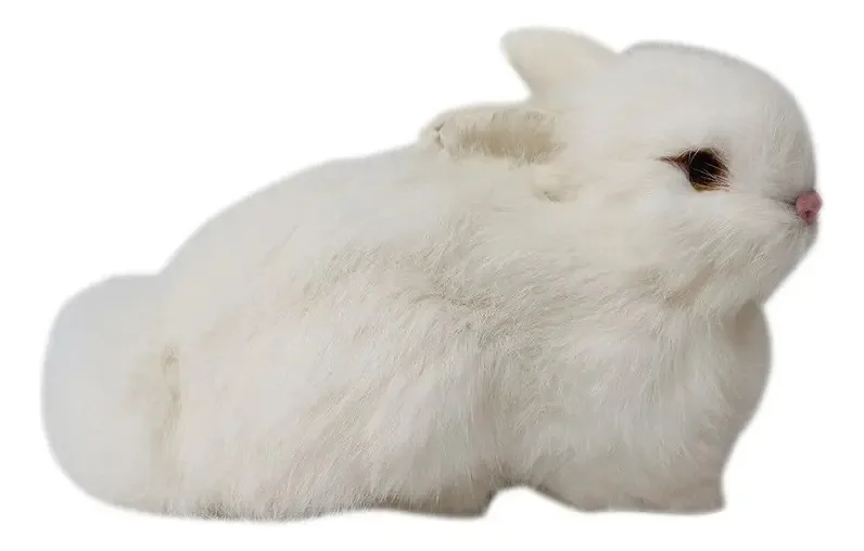 Coelhos De Pelúcia Realistas 22cm Modelo De Simulação De E Cor Branco