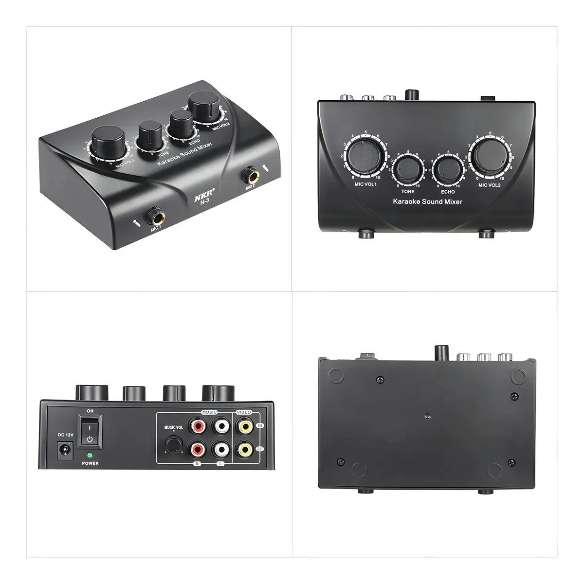 Estéreo Portátil Karaoke Sound Audio Mixer Eco Microfone Cor Prateado