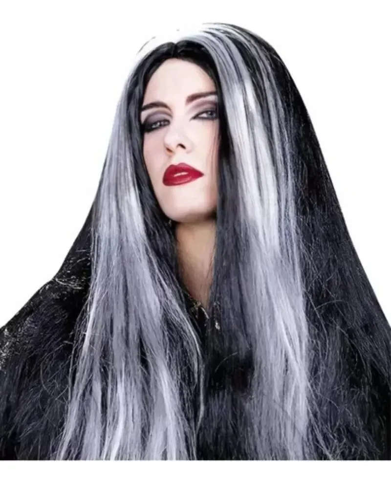 Fantasia de Halloween, perucas, personagens e cores diferentes, cor: Morticia