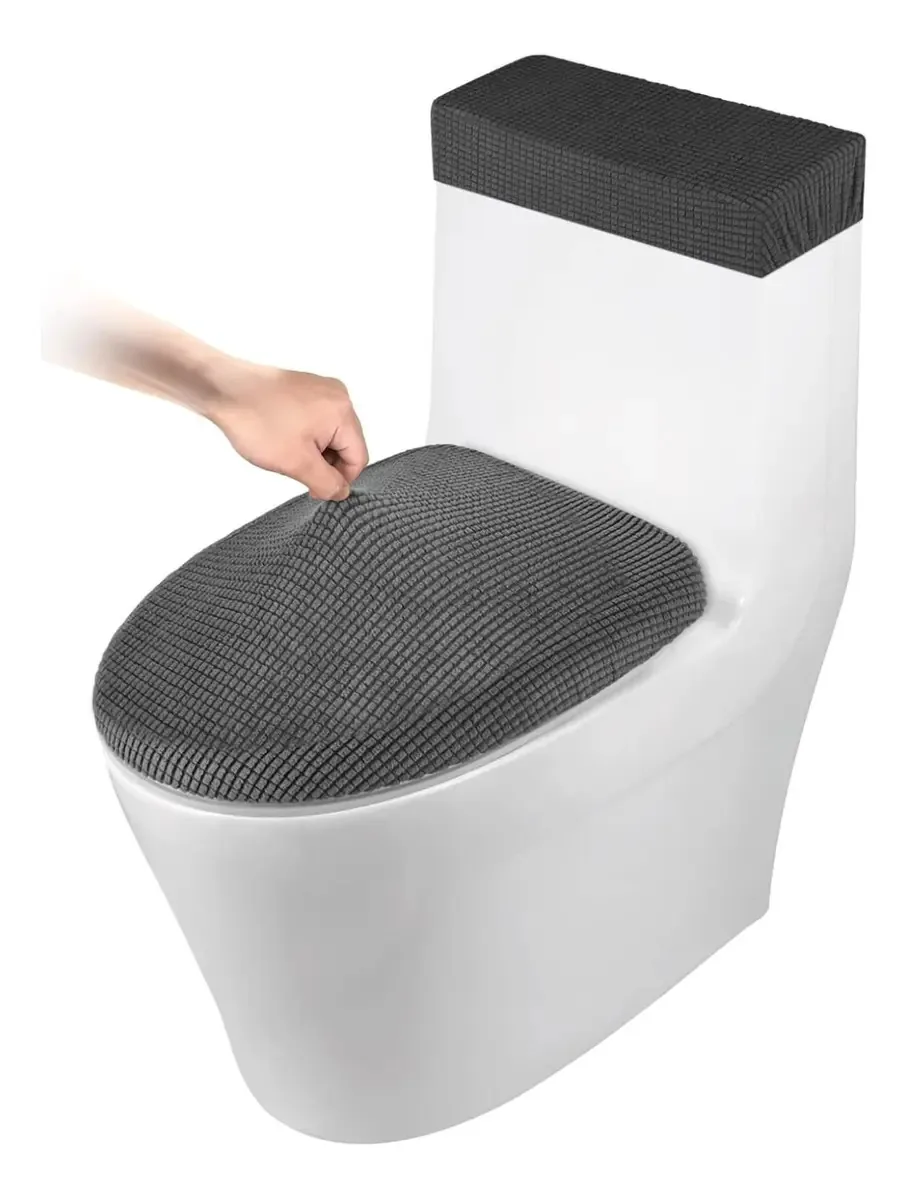Tampas elásticas para tampa de vaso sanitário e tanque cinza escuro