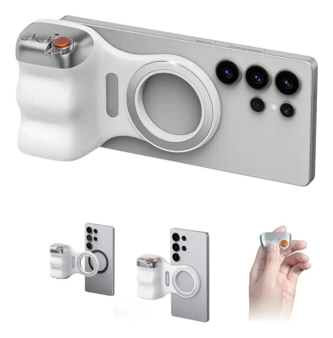 Alça Magnética Para Fotografia Com Bluetooth Ios Android Cor Branco