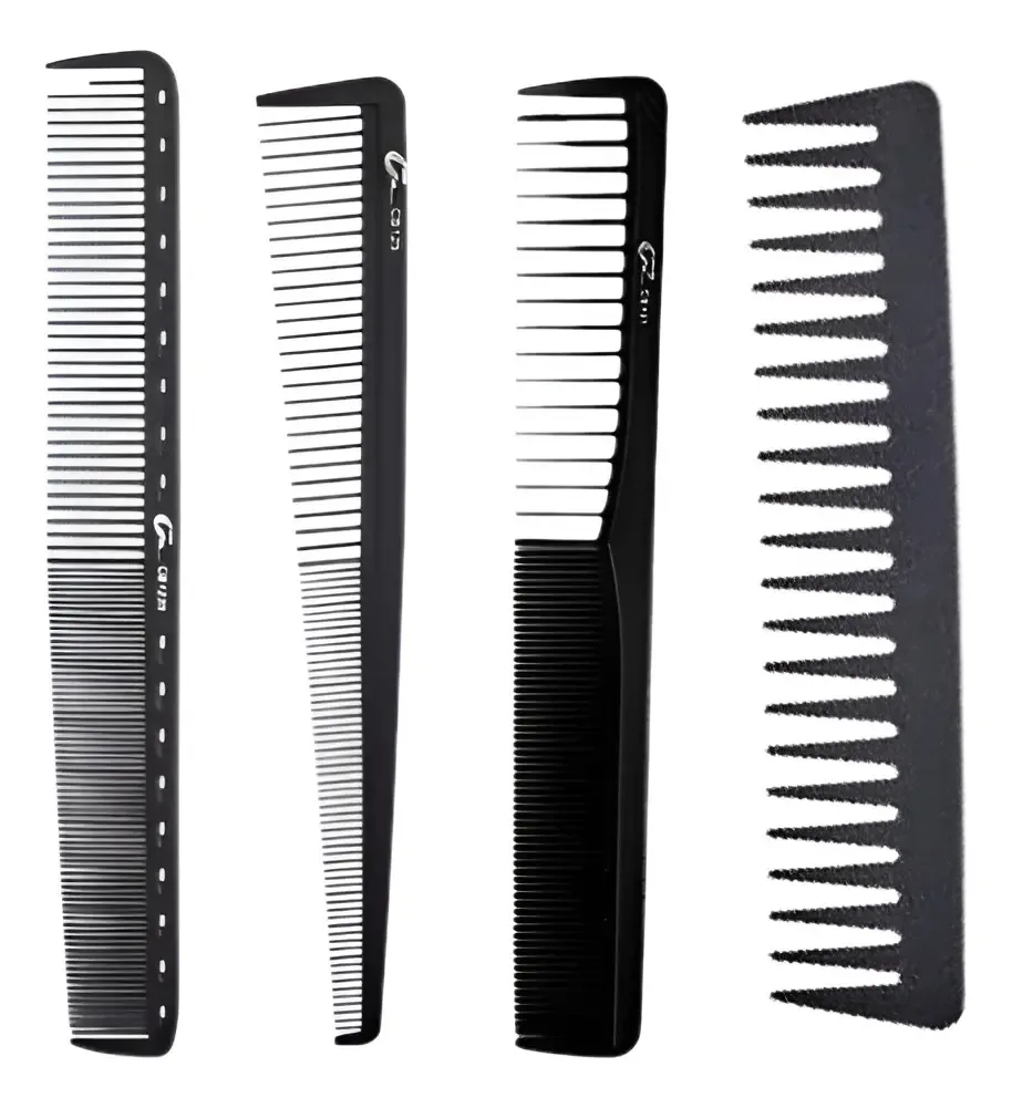 Kit 4 Pentes Carbono De Corte Barbeiro Profissional - Umi