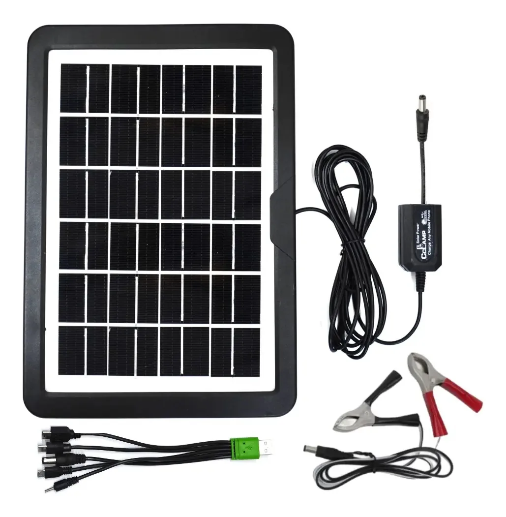 Painel solar portátil de 15w para baterias e dispositivos 12v cor preta