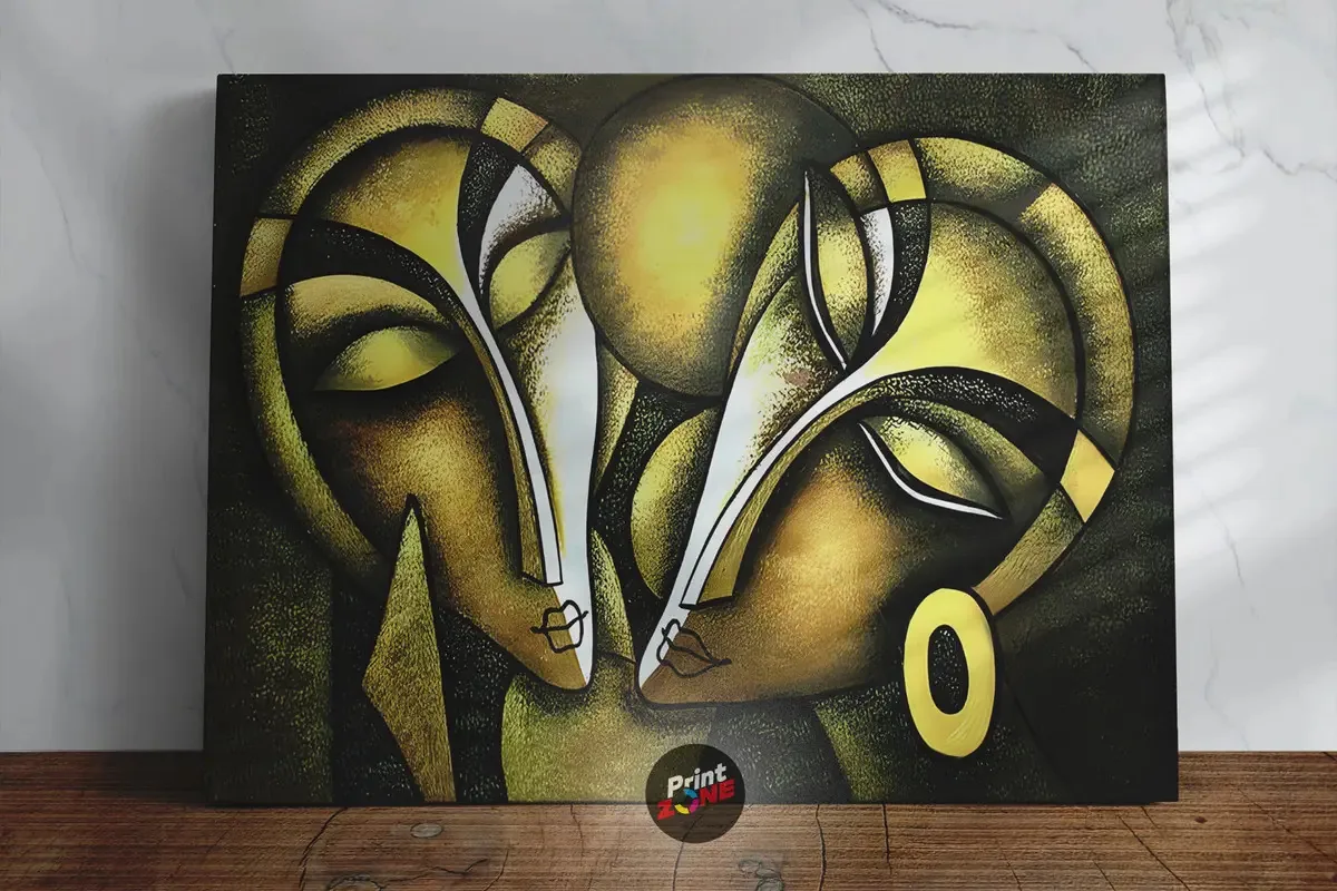 PINTURA DECORATIVA PRINTZONE: rosto, rosto, gêmeos, rosto de contraste diurno e noturno, tela abstrata, pintura minimalista, moderna, sala de jantar, quarto, 90 cm x 140 cm