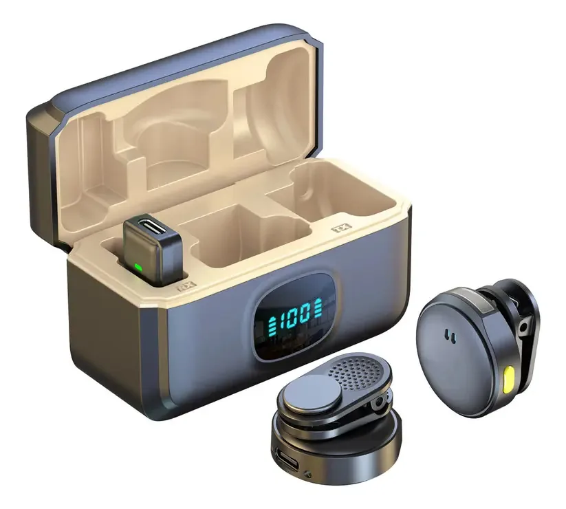 Kit 2 Microfones de Lapela Sem Fio USB-C X-Dronic para iPhone e Android