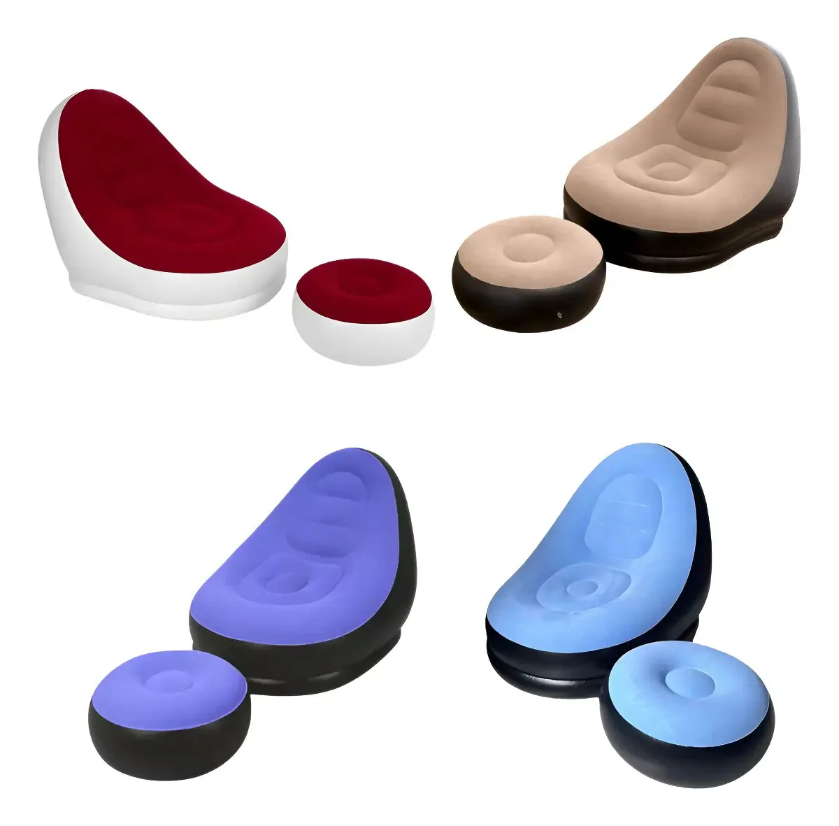 Sofá Inflável Puff NFDJ Branco Compacto com Apoio de Pés Para Camping
