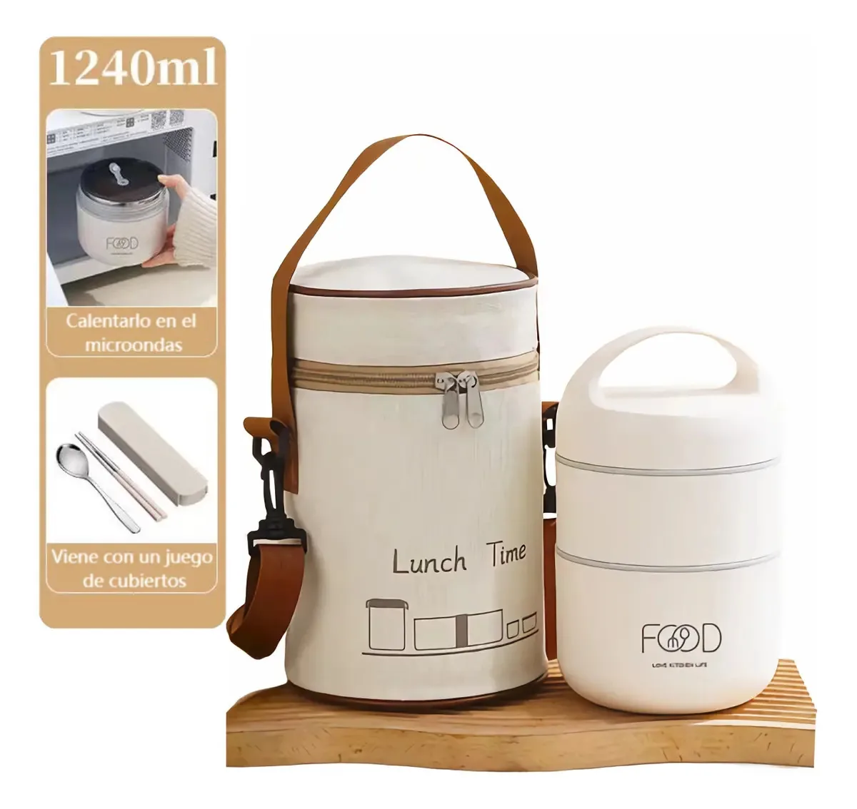 Lancheira, kit de 5 peças, recipiente para alimentos e talheres