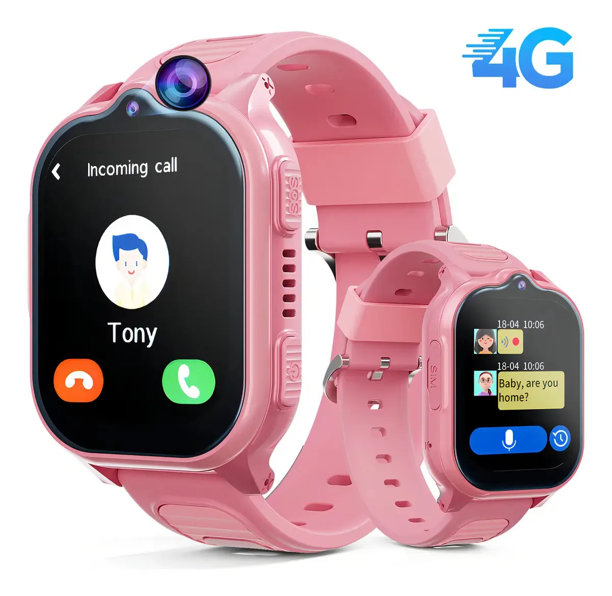 Relógio Inteligente Infantil 4g Com Chamada Sos E Câmera, Relógio Inteligente Com Chamada Para Crianças, Relógio Inteligente Com Slot Para Cartão Sim, Bazik Prime S31 Ultra Max Cor Rosa