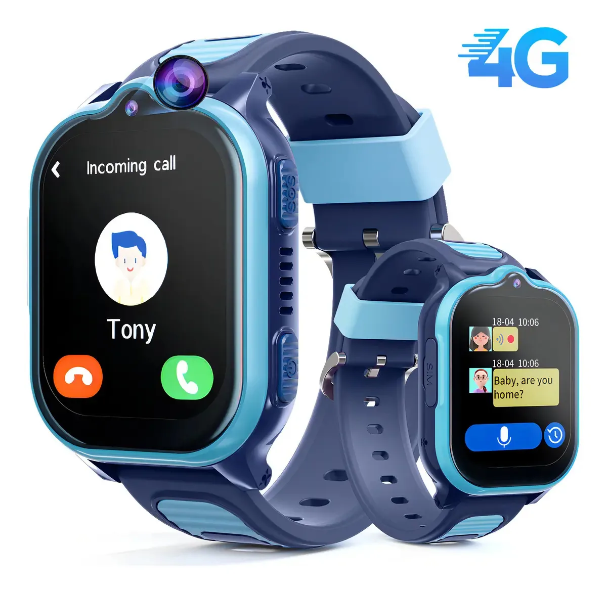 Relógio Inteligente Infantil 4g Com Chamada Sos E Câmera, Relógio Inteligente Com Chamada Para Crianças, Relógio Inteligente Com Slot Para Cartão Sim, Bazik Prime S31 Ultra Max Cor Azul