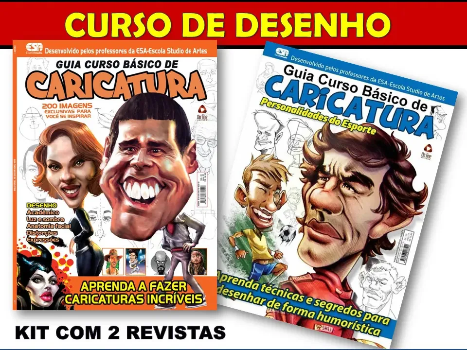 Guia Curso Básico De Caricatura - Kit 2 Revistas De Desenho