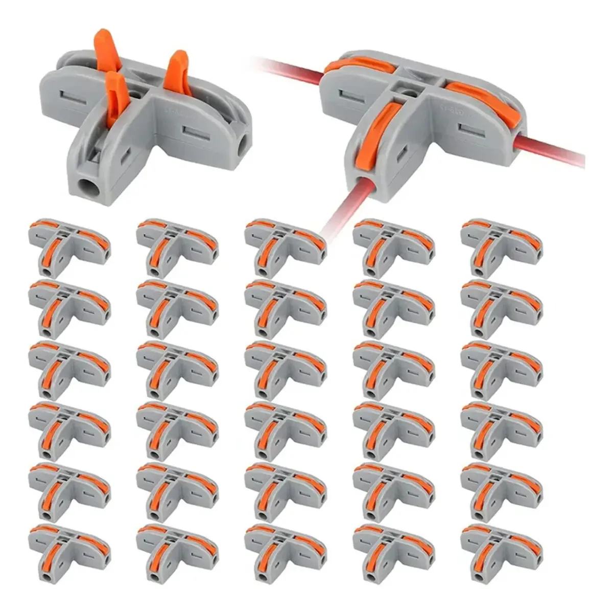 Conectores rápidos tipo T de 30 peças, conectores elétricos sem decapagem de cabos, ideais para iluminação e instalações domésticas, fáceis e rápidos de instalar
