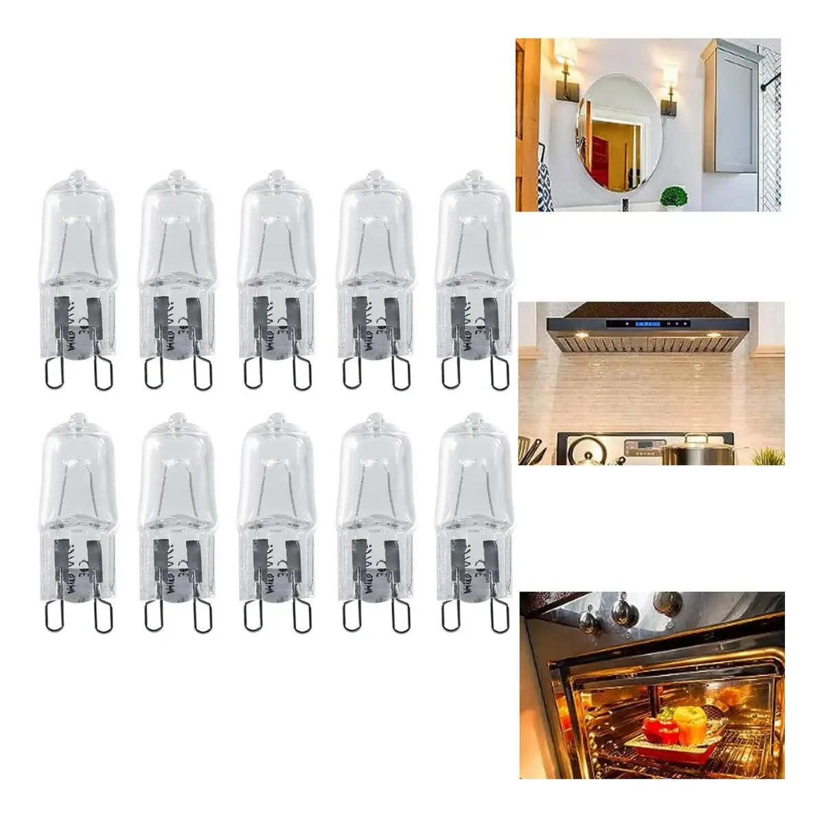10 unidades de lâmpadas halógenas G9, eficiência energética 120v 40w, lâmpadas LED de luz quente, lâmpadas quentes, lâmpadas brancas