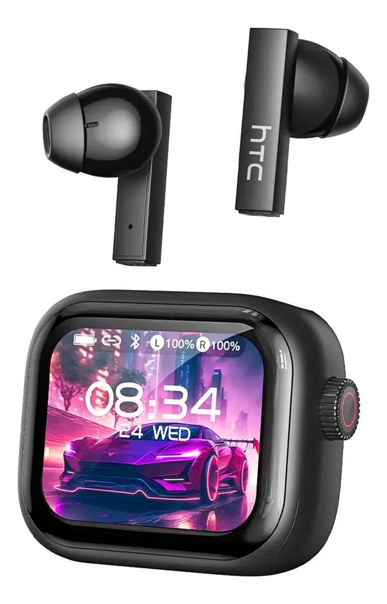 Fones de ouvido intra-auriculares sem fio Htc Ne40 Ai Fones de ouvido tradutores com tela de toque inteligente Bluetooth 6.0 Ipx5 à prova d'água com cancelamento de ruído Enc suporta mais de 134...