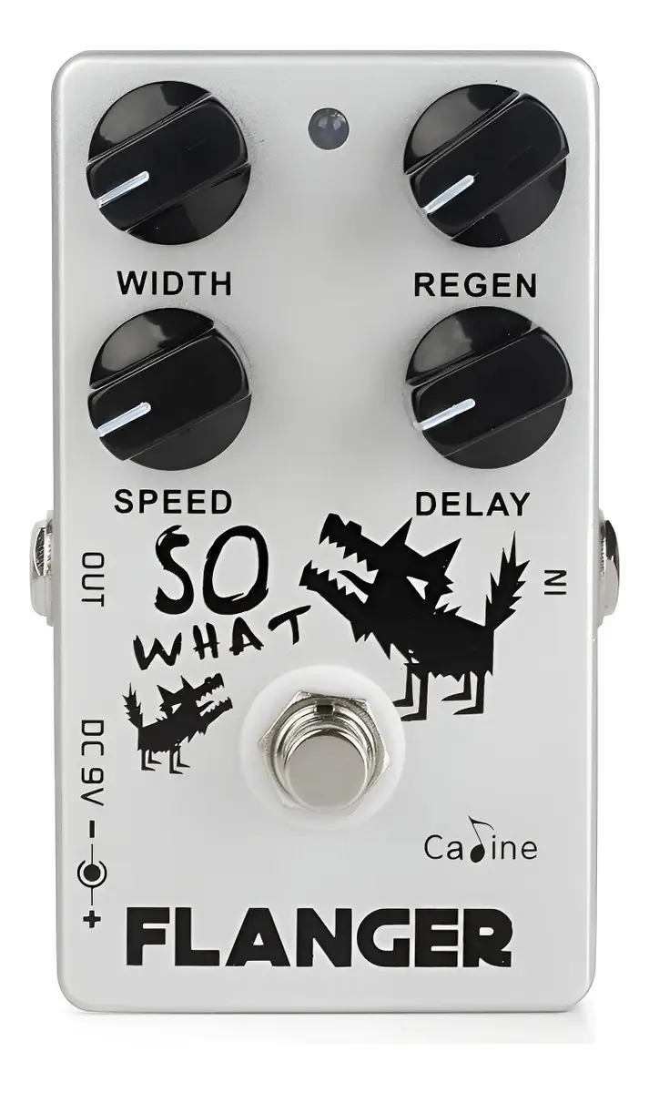 Pedal analógico de efeitos Flanger para guitarra prateada