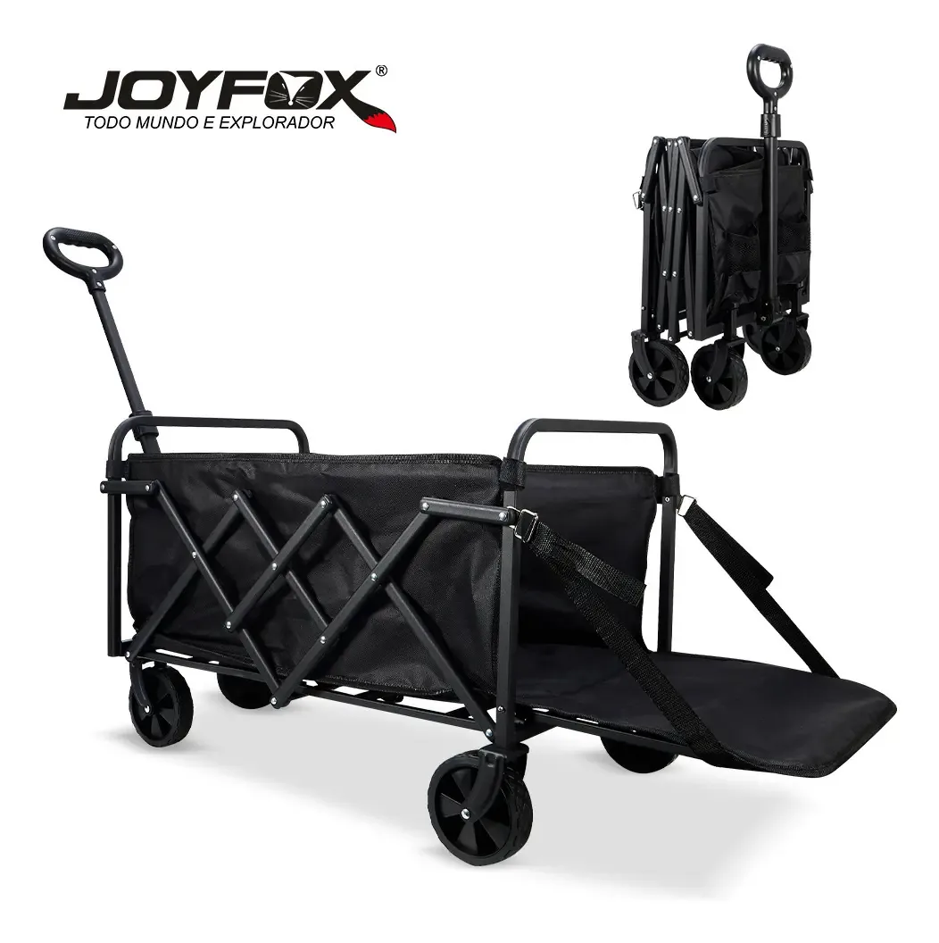 Carrinho De Carga Dobrável Camping Joyfox Reforçado 100kg 70l - Rodas Removíveis E Estrutura Em Aço