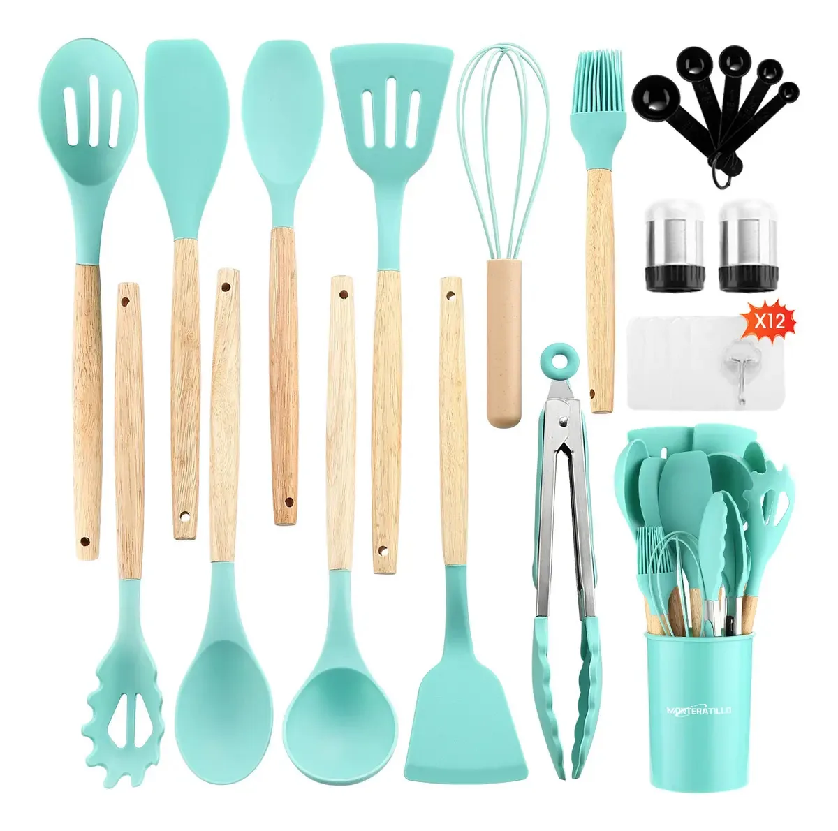 31 utensílios de cozinha/confeitaria de silicone | Monteratillo Cyan Color